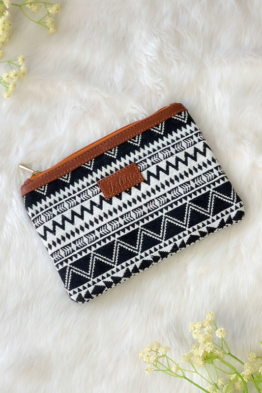 Black & Brown Monochrome Striped Utility Pouch
