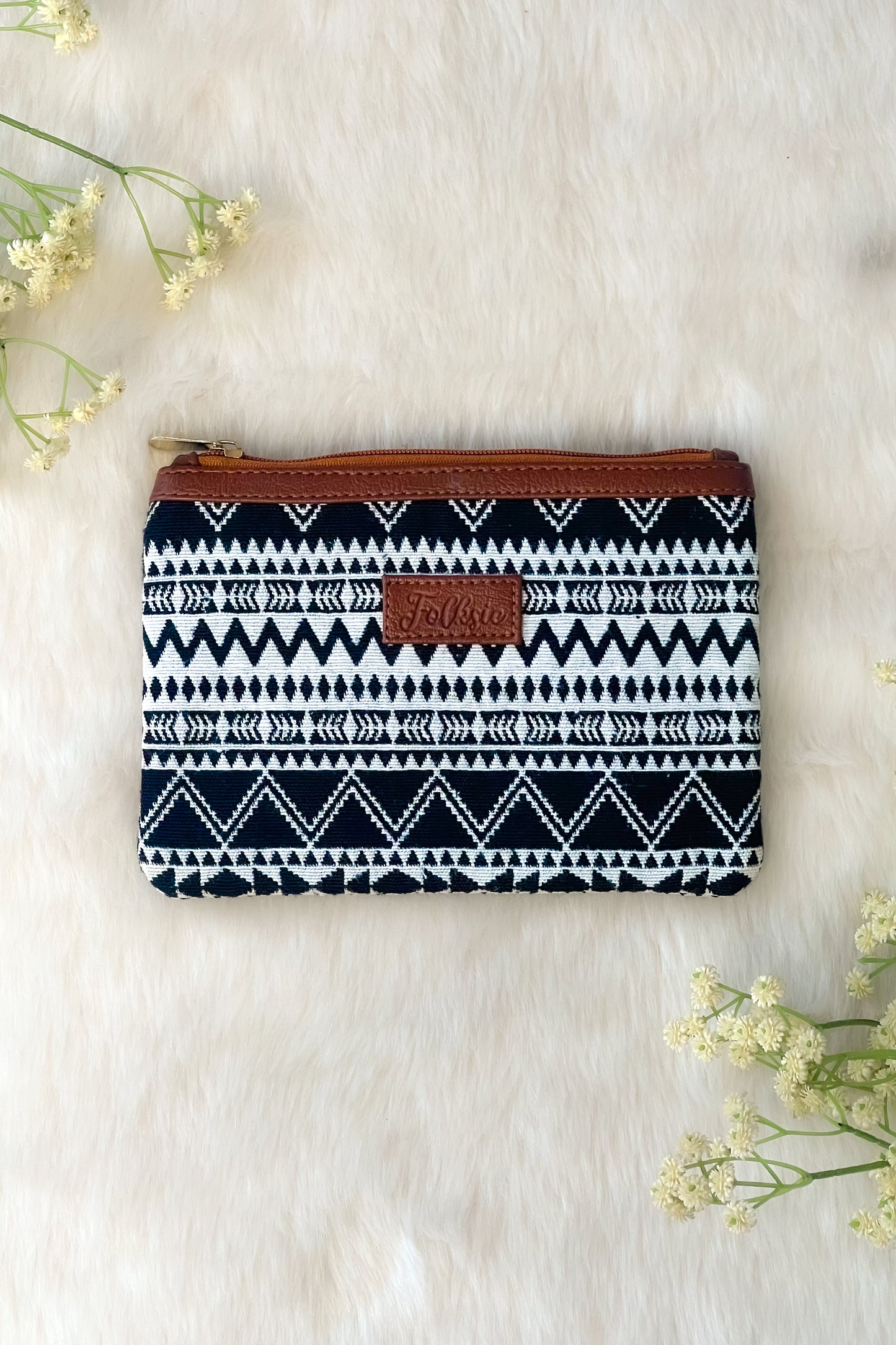 Black & Brown Monochrome Striped Utility Pouch