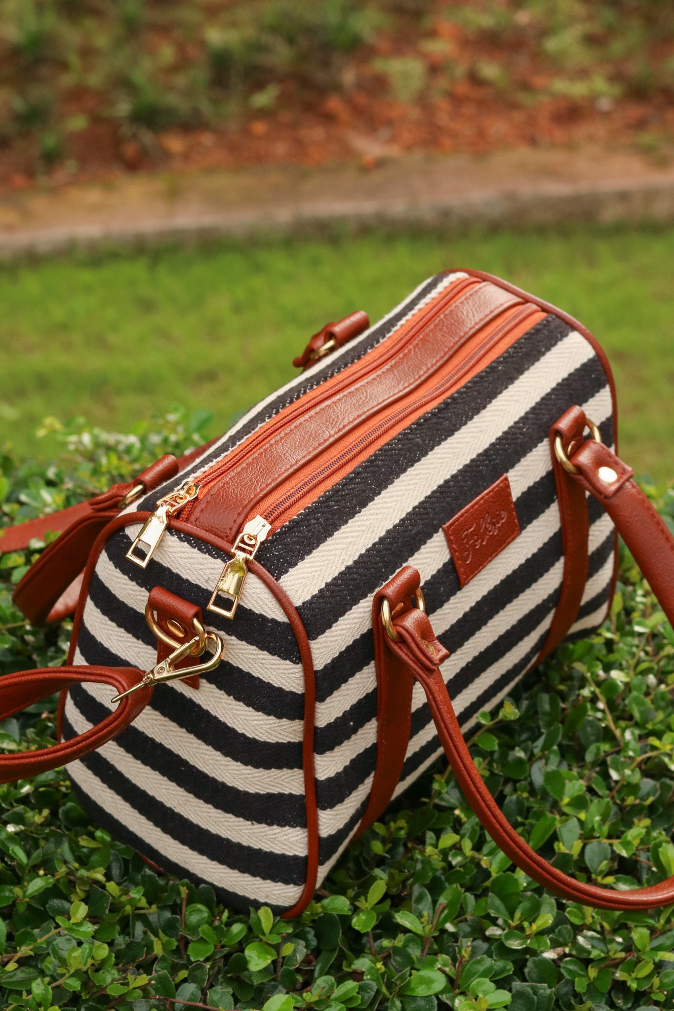 Striped Satchel Sling Bag