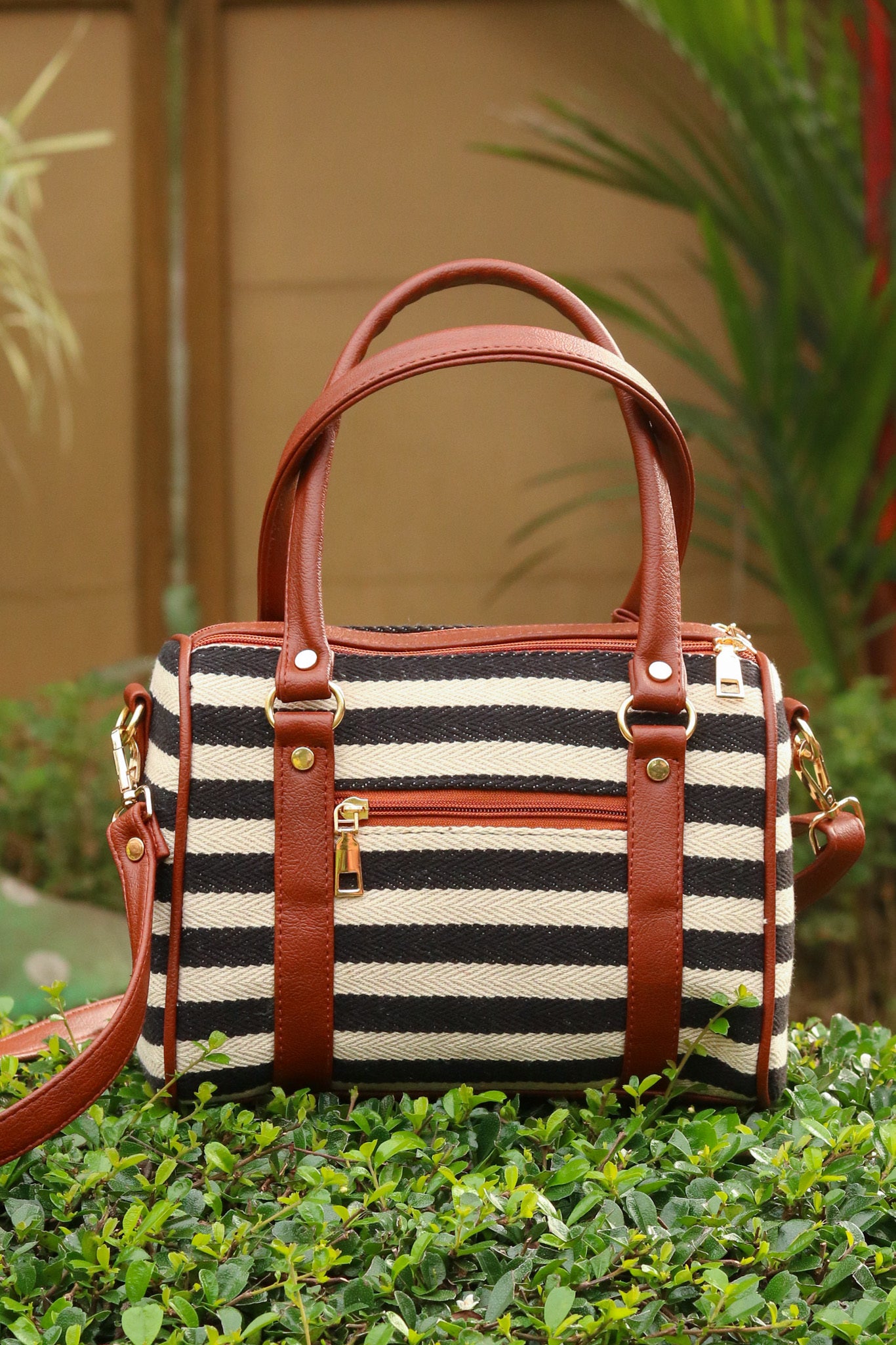 Striped Satchel Sling Bag