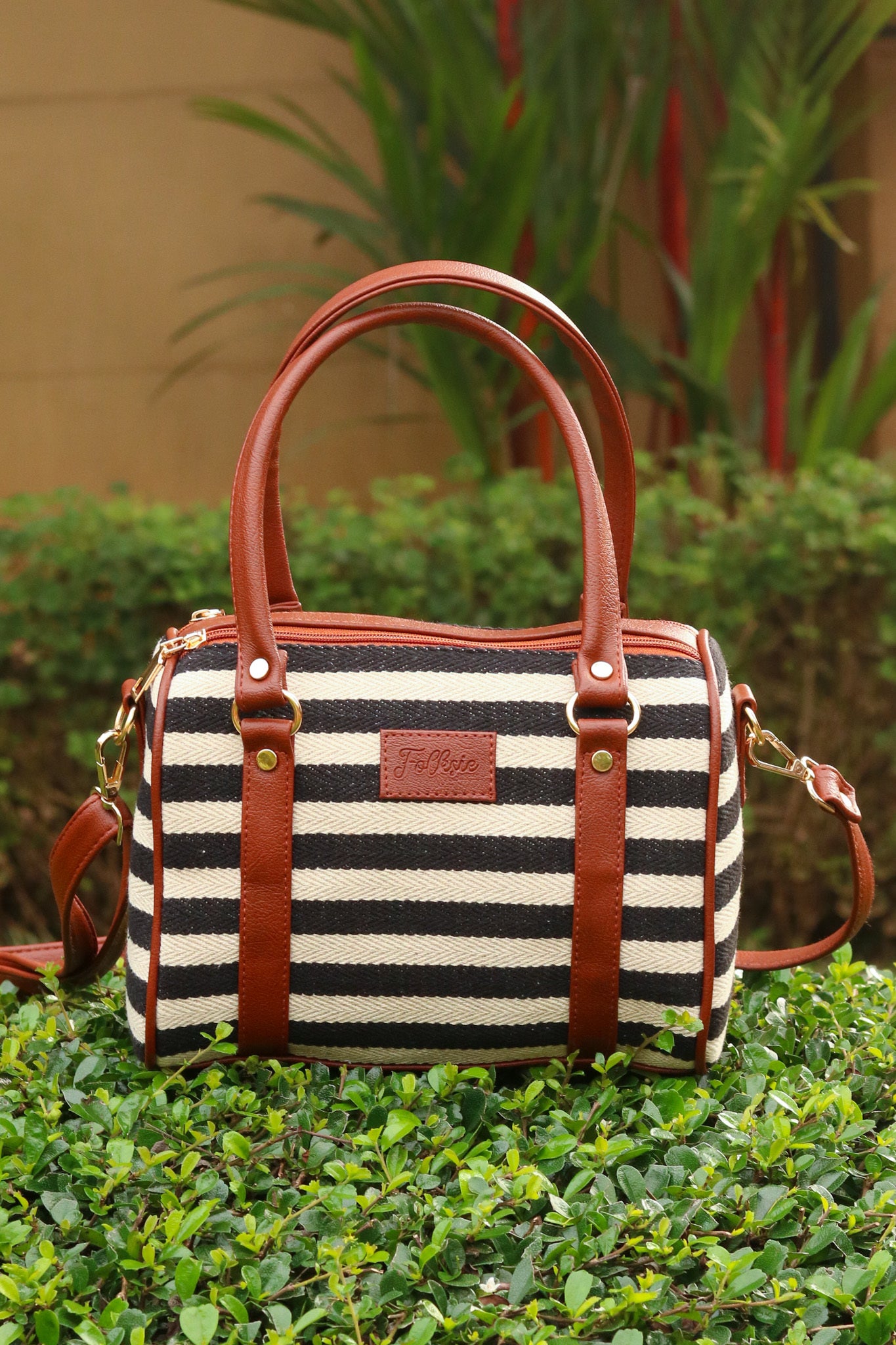 Striped Satchel Sling Bag