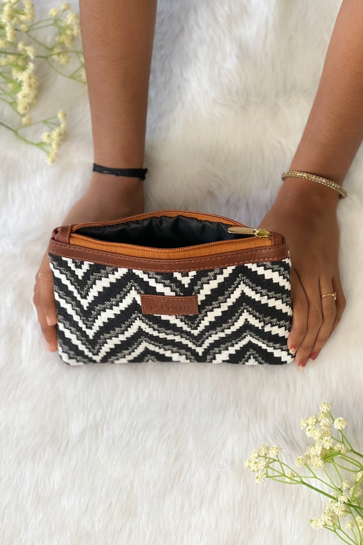 Black & Brown Chevron Utility Pouch
