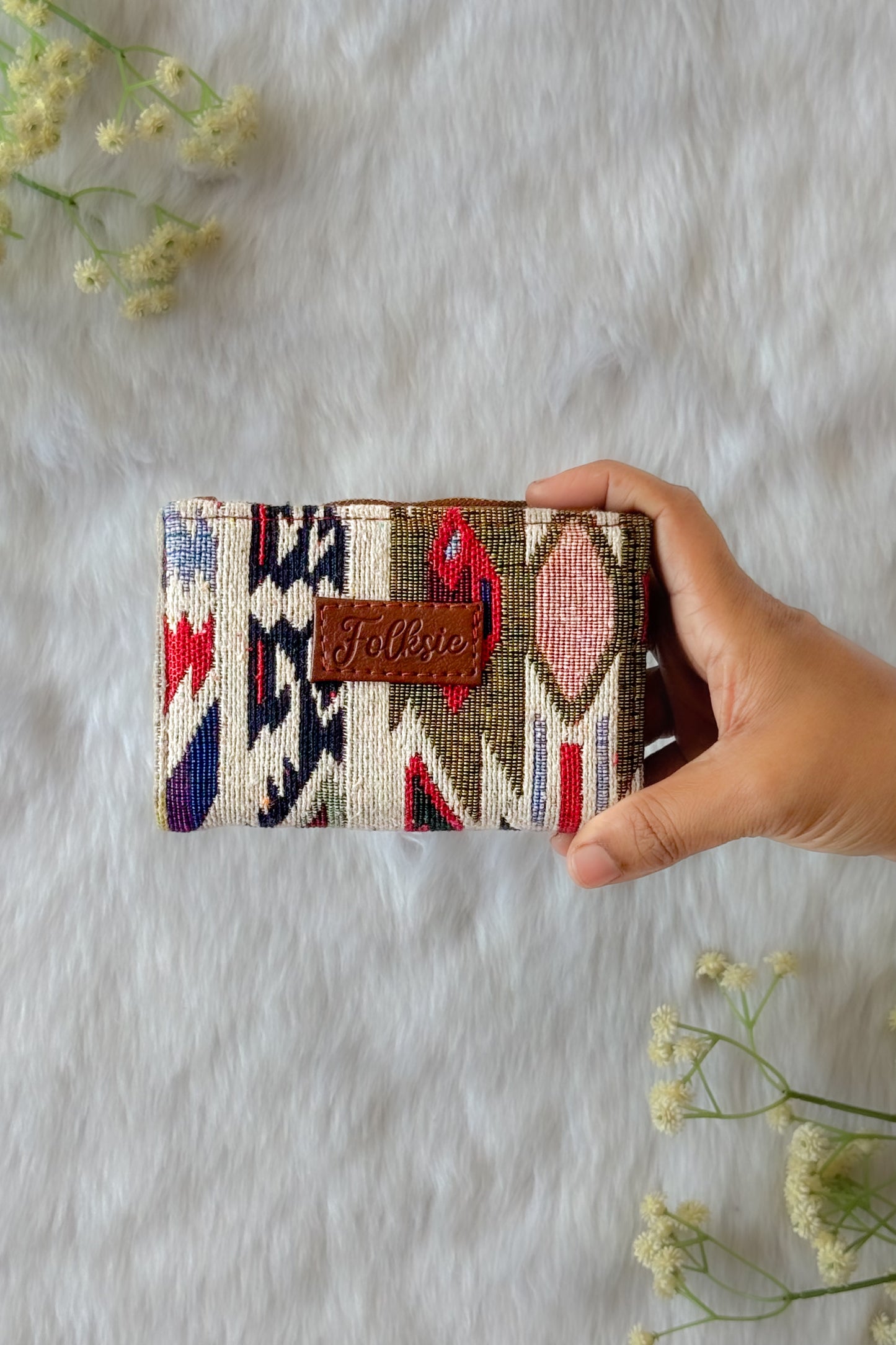 White Tribal Mini Wallet