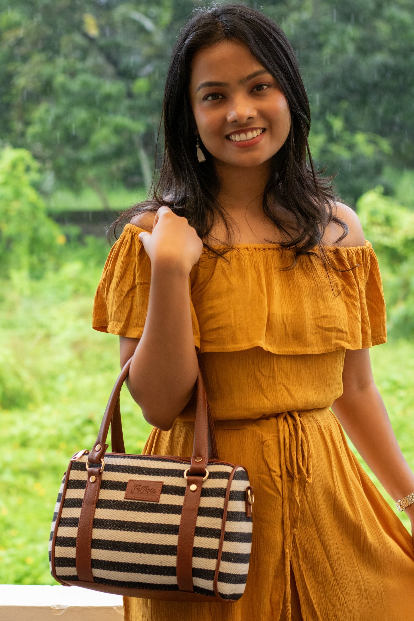 Striped Satchel Sling Bag