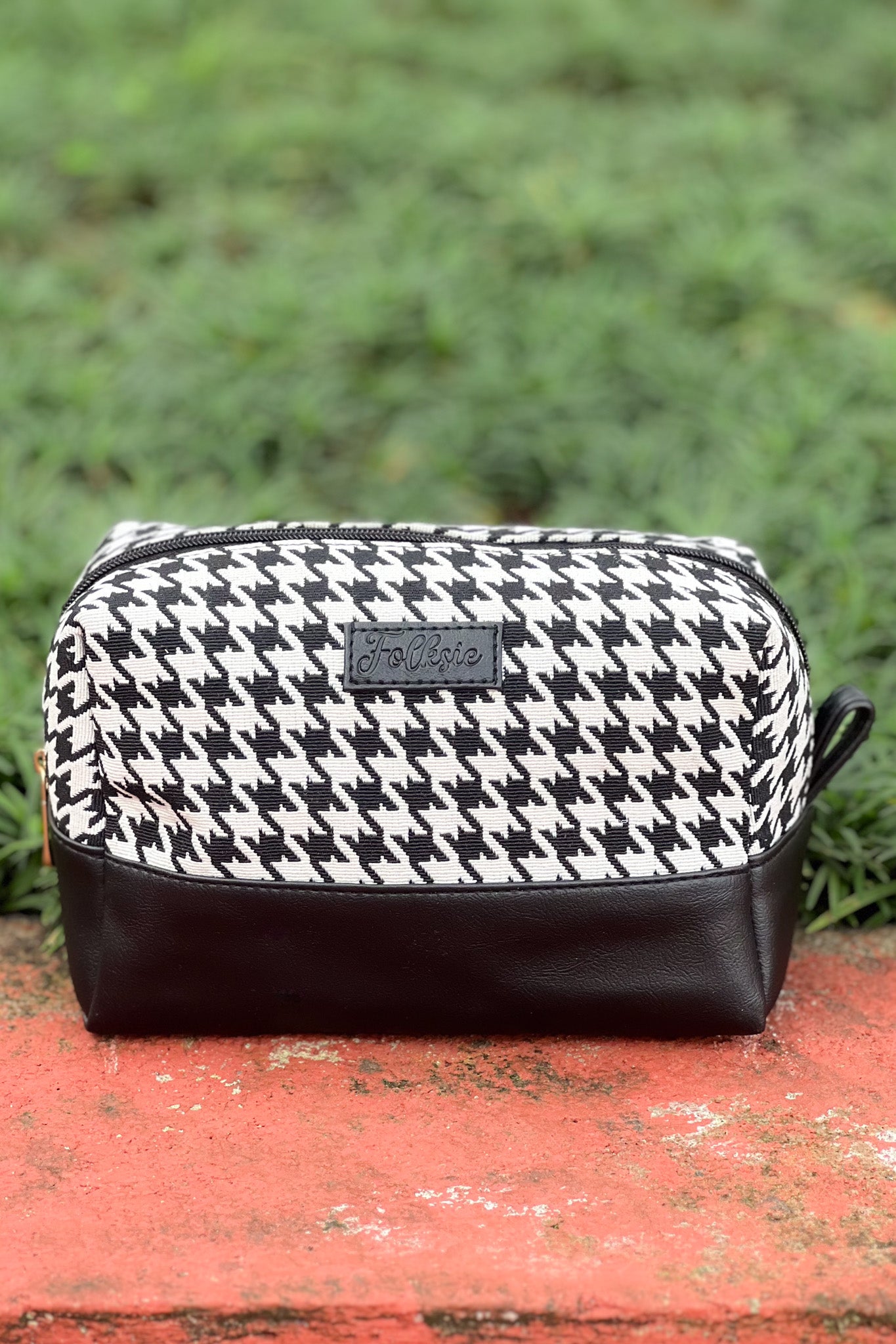 Black Chic Check Vanity Pouch