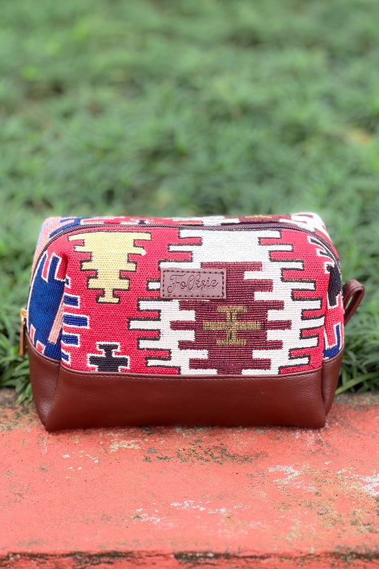 Maroon Tribal Vanity Pouch