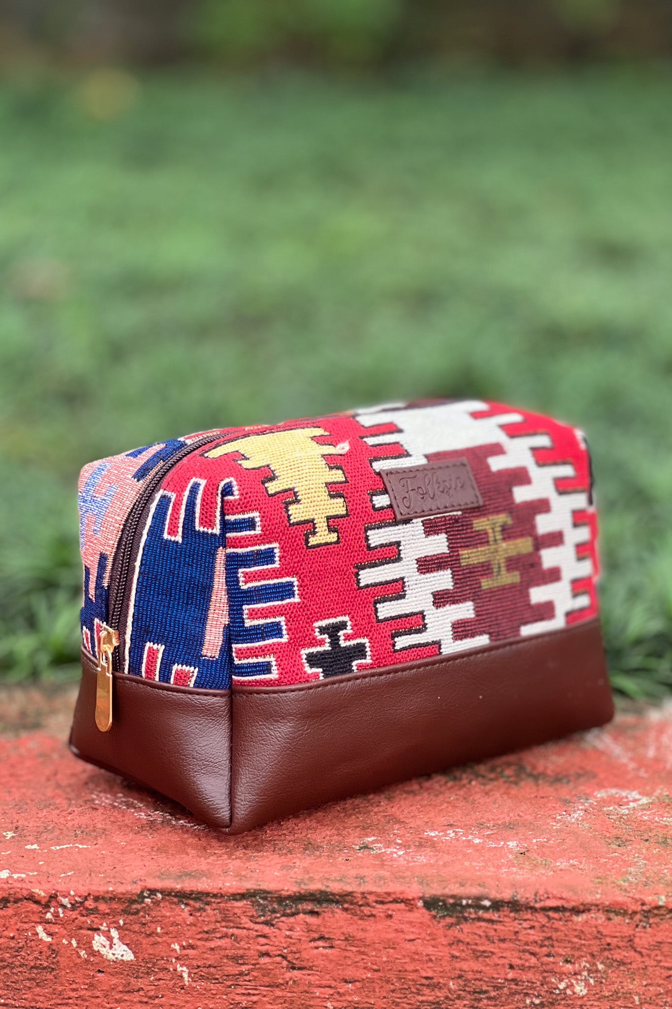 Maroon Tribal Vanity Pouch