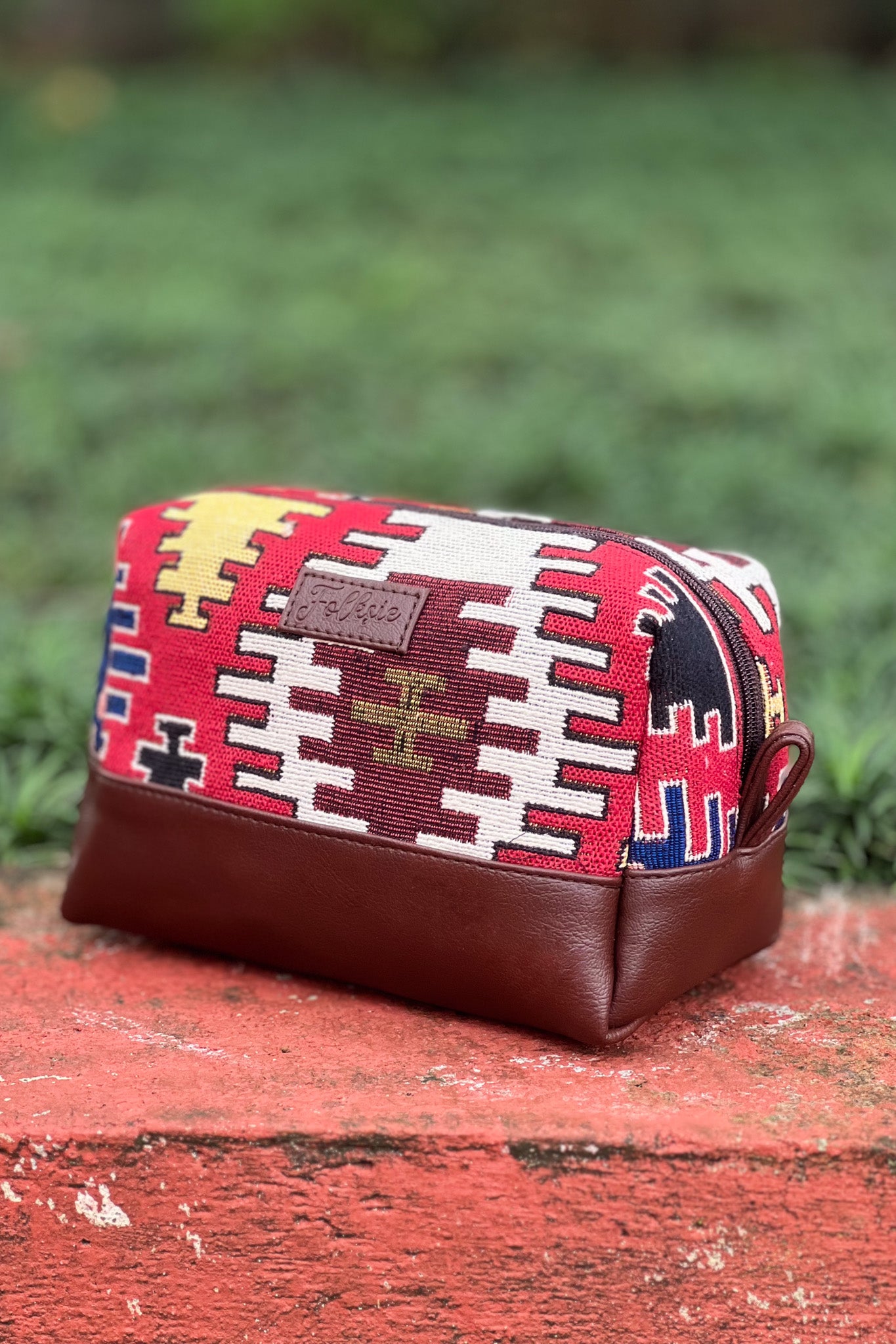 Maroon Tribal Vanity Pouch