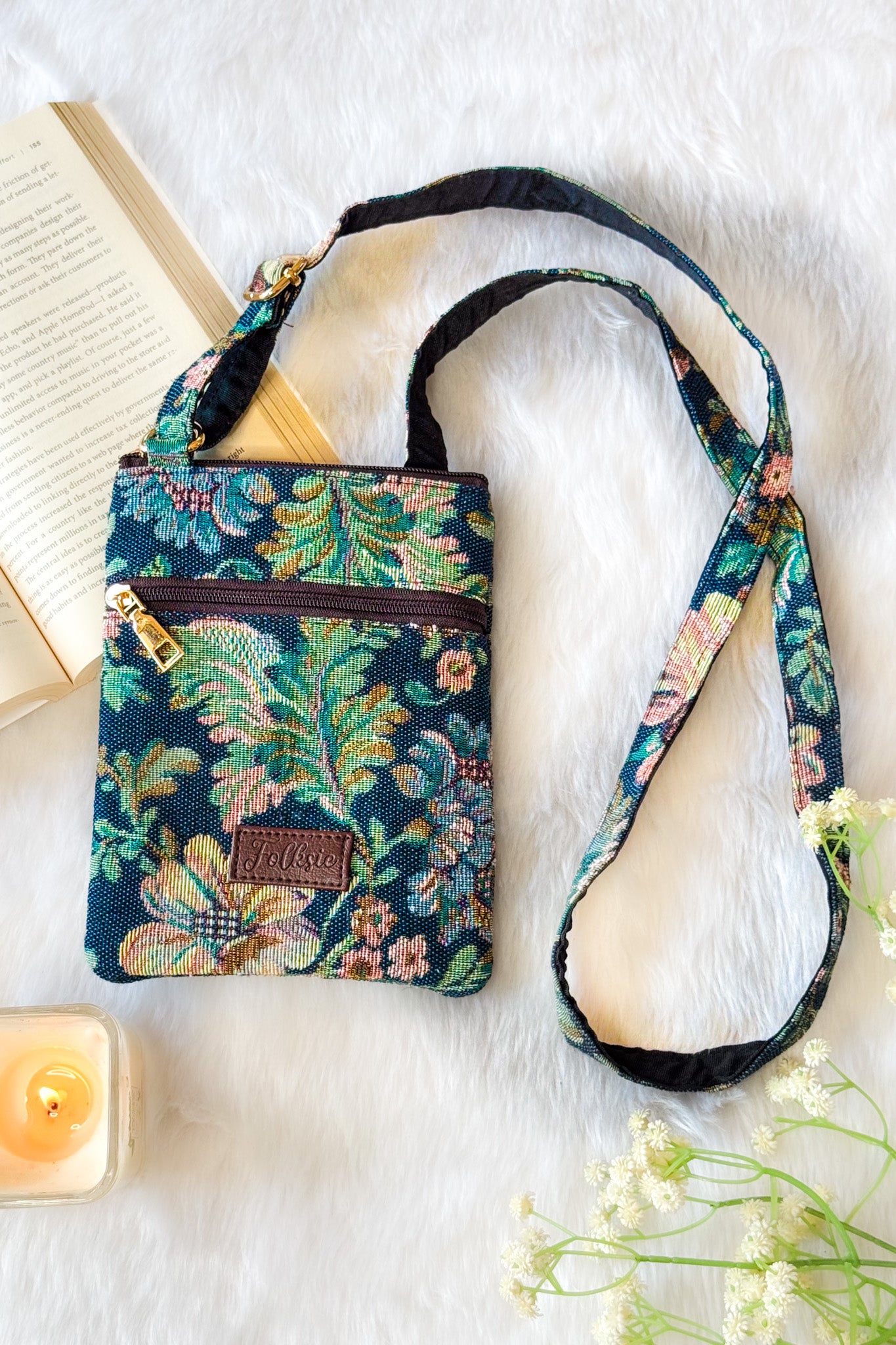 Denim Floral On The Go Sling