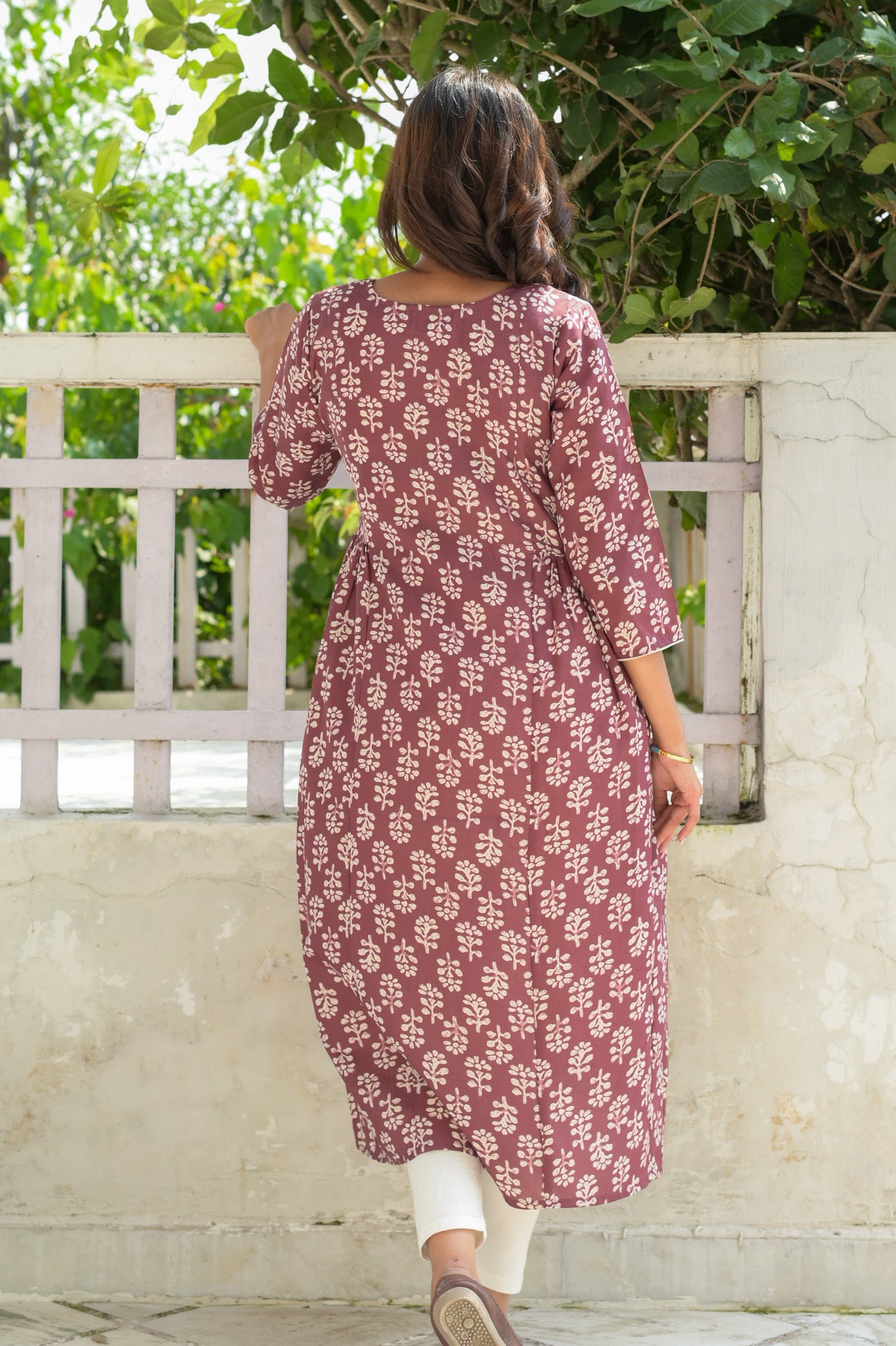 Mauve Side Ruffled Kurta