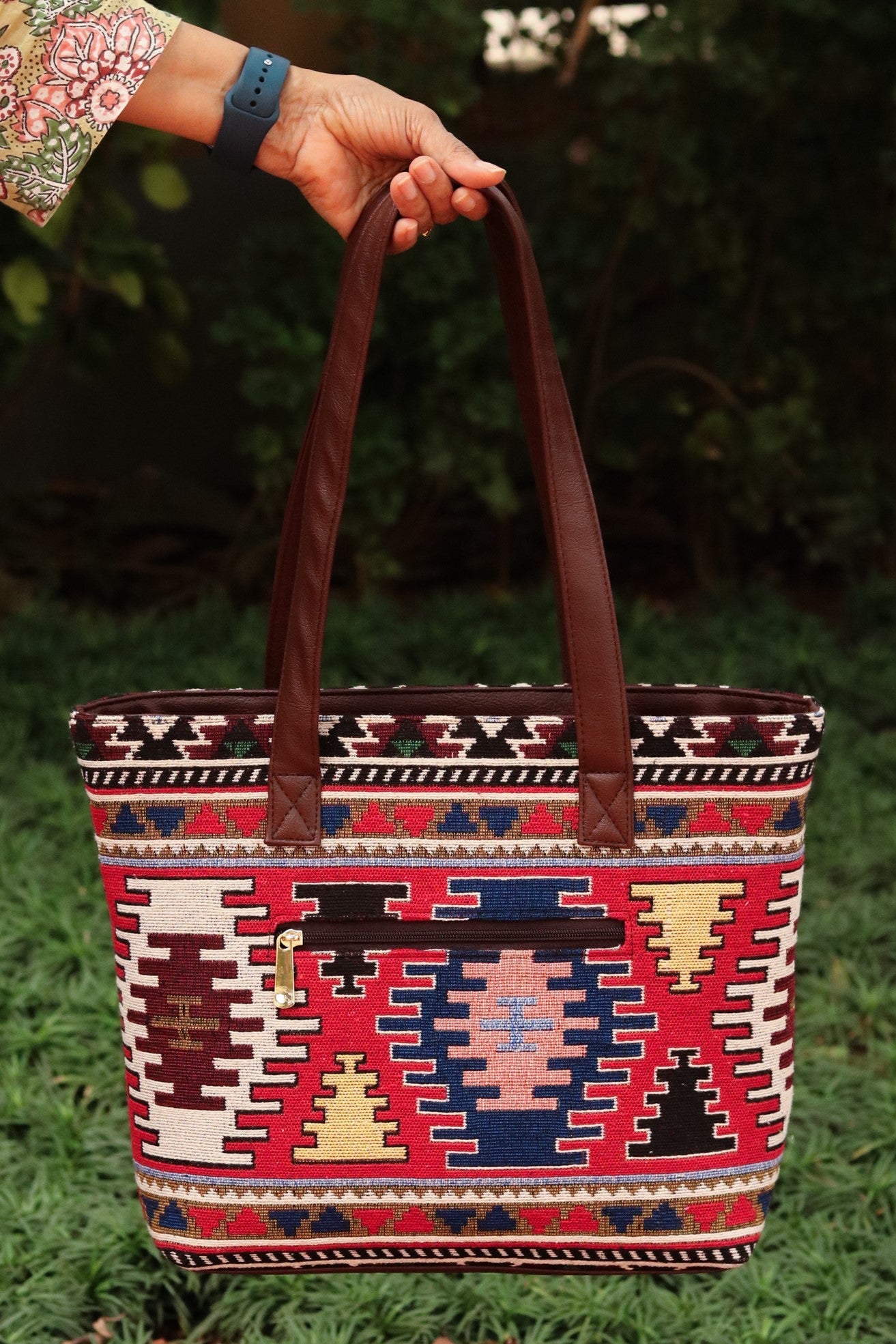 Tribal Tote Bag - Maroon