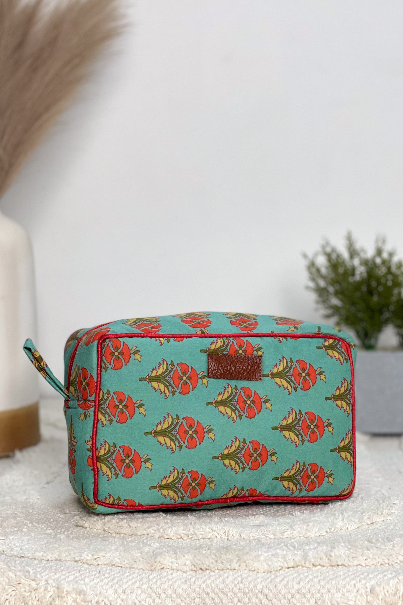 Turquoise Tango Block Print Cosmetic Pouch