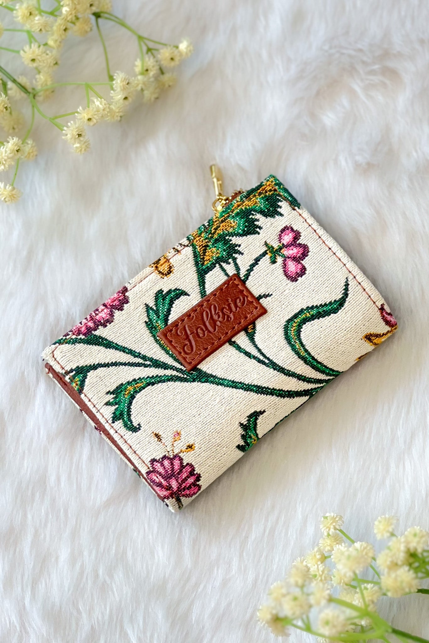 White Lotus Mini Wallet