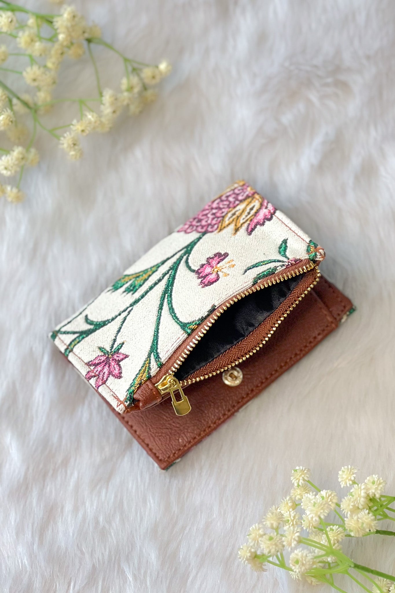 White Lotus Mini Wallet