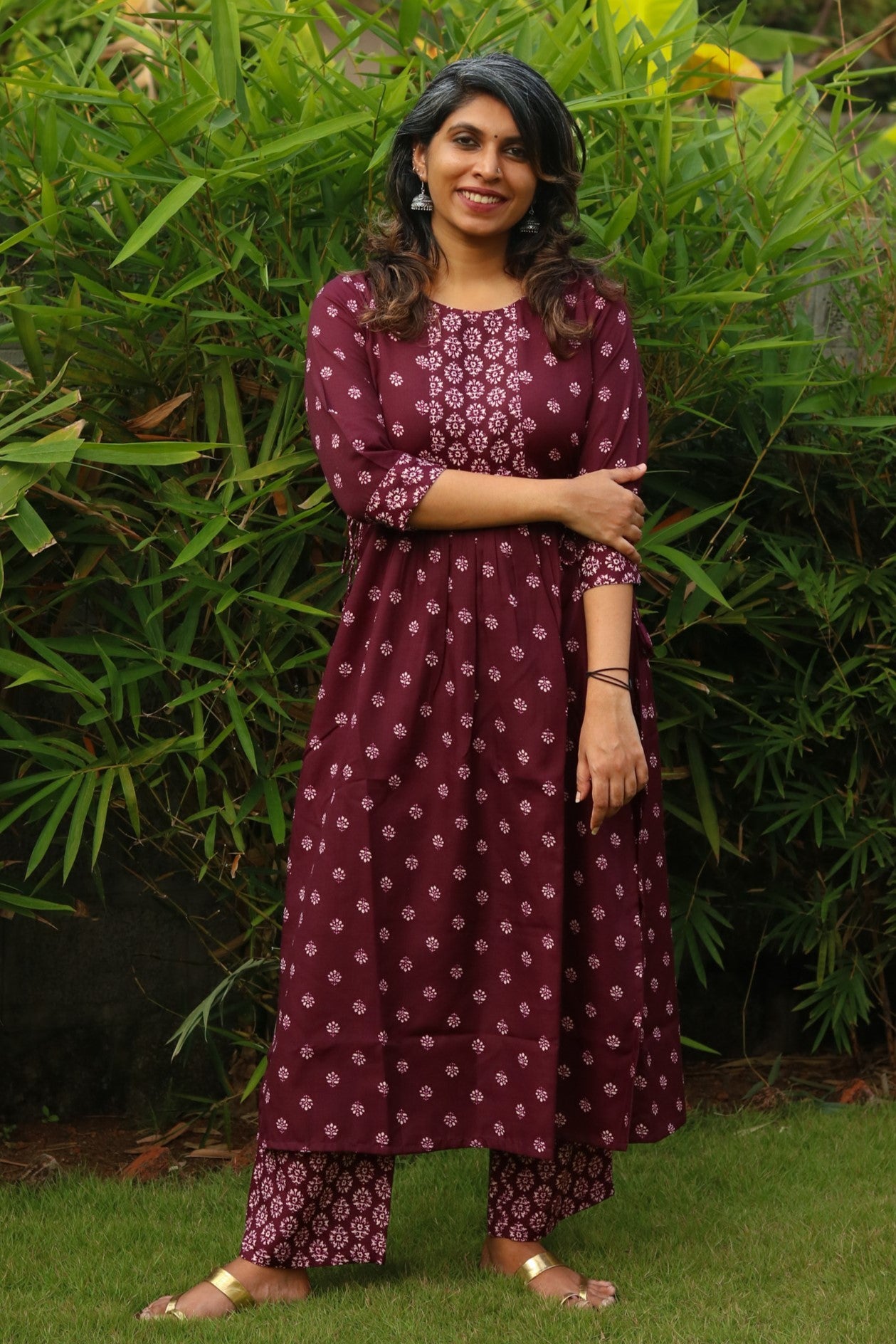 Wine Naira Kurta & Palazzo Set