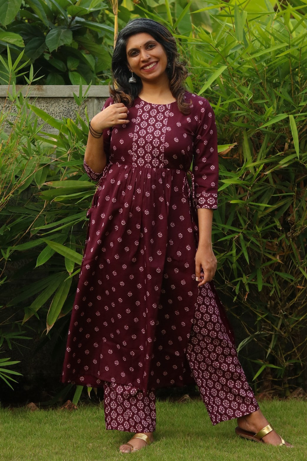 Wine Naira Kurta & Palazzo Set