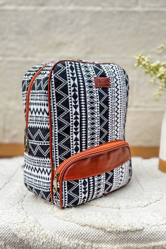 Monochrome Striped Mini Backpack