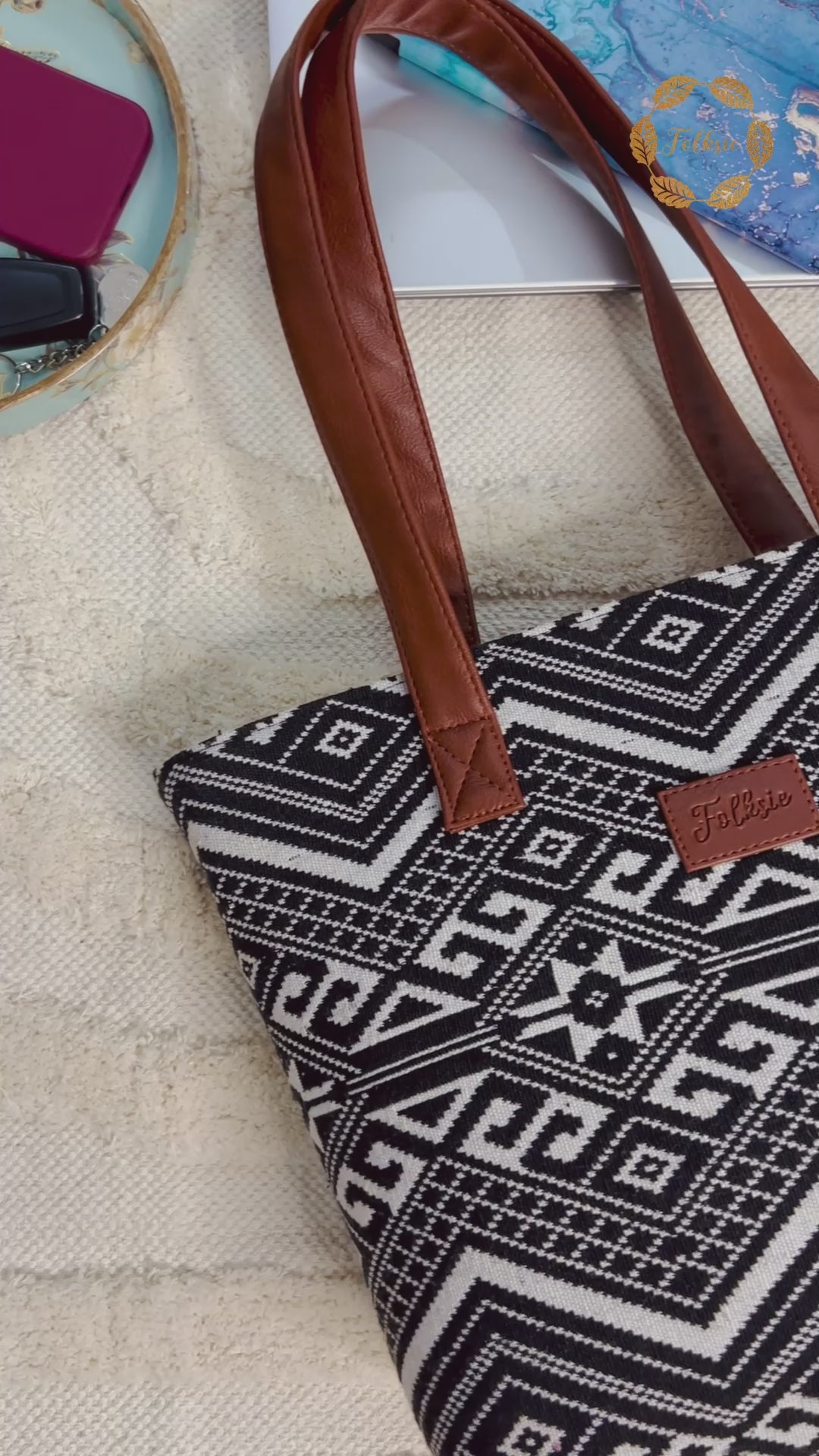 Borsa Tote Donna Tribal T-Shirts In Cotone: Nero, Pratica E Riutilizzabile, Shopping Bag Ecologica