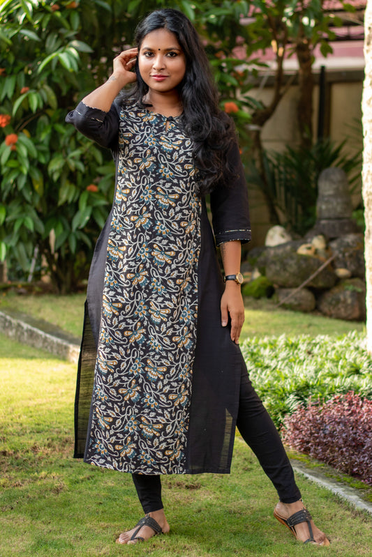 Black Kalamkari Kurta