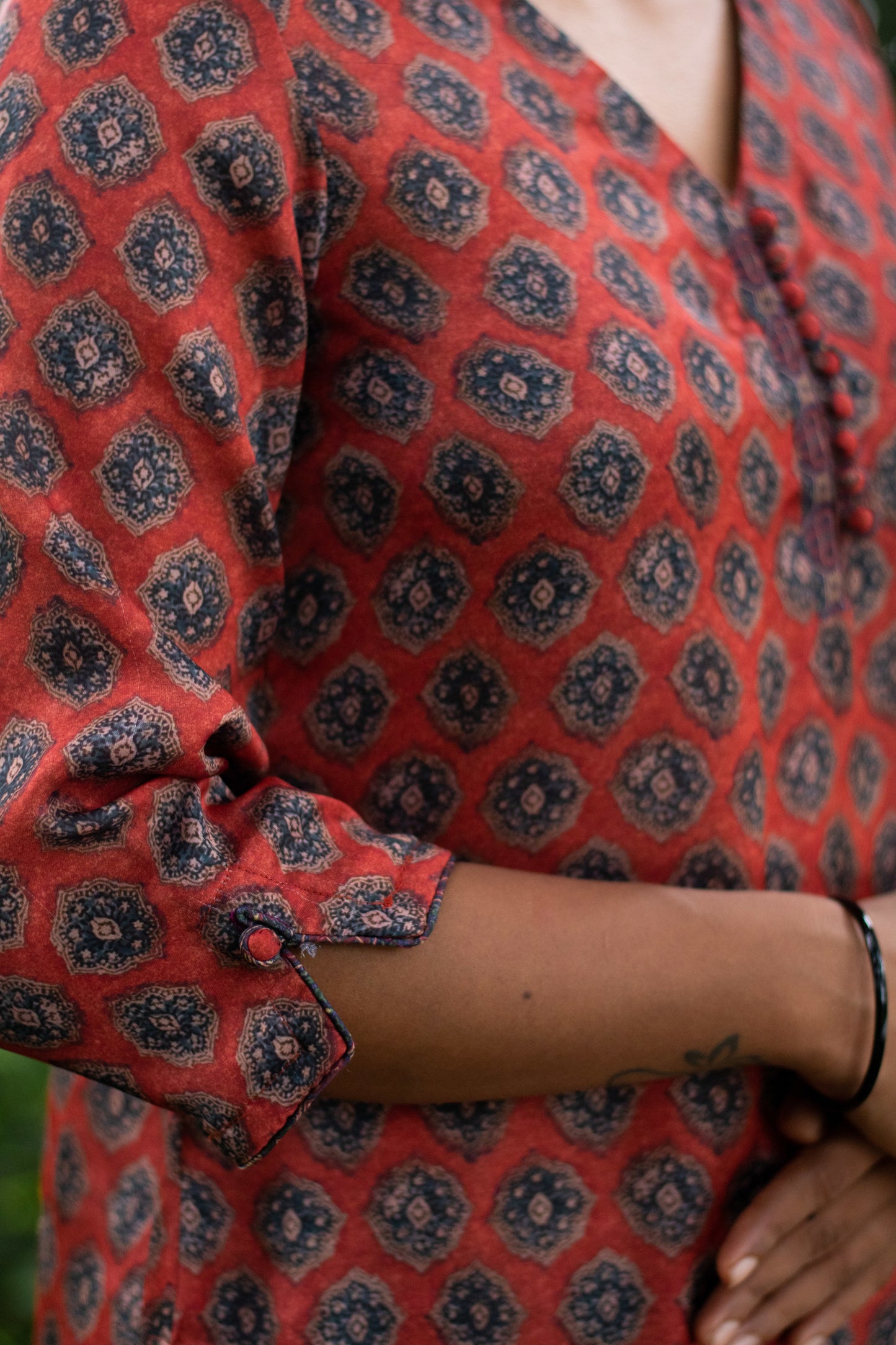 Dark Orange Ajrakh Kurta
