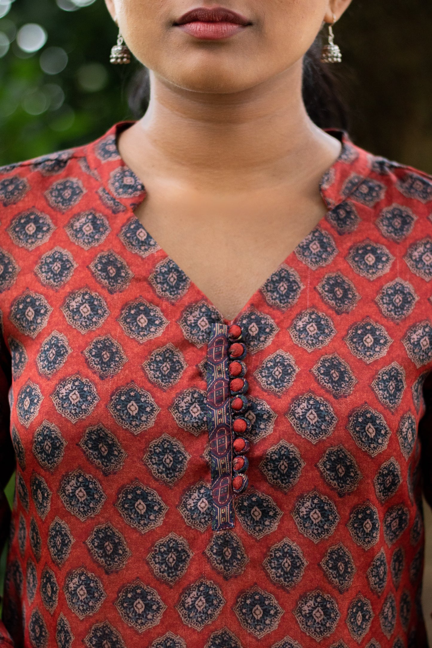 Dark Orange Ajrakh Kurta