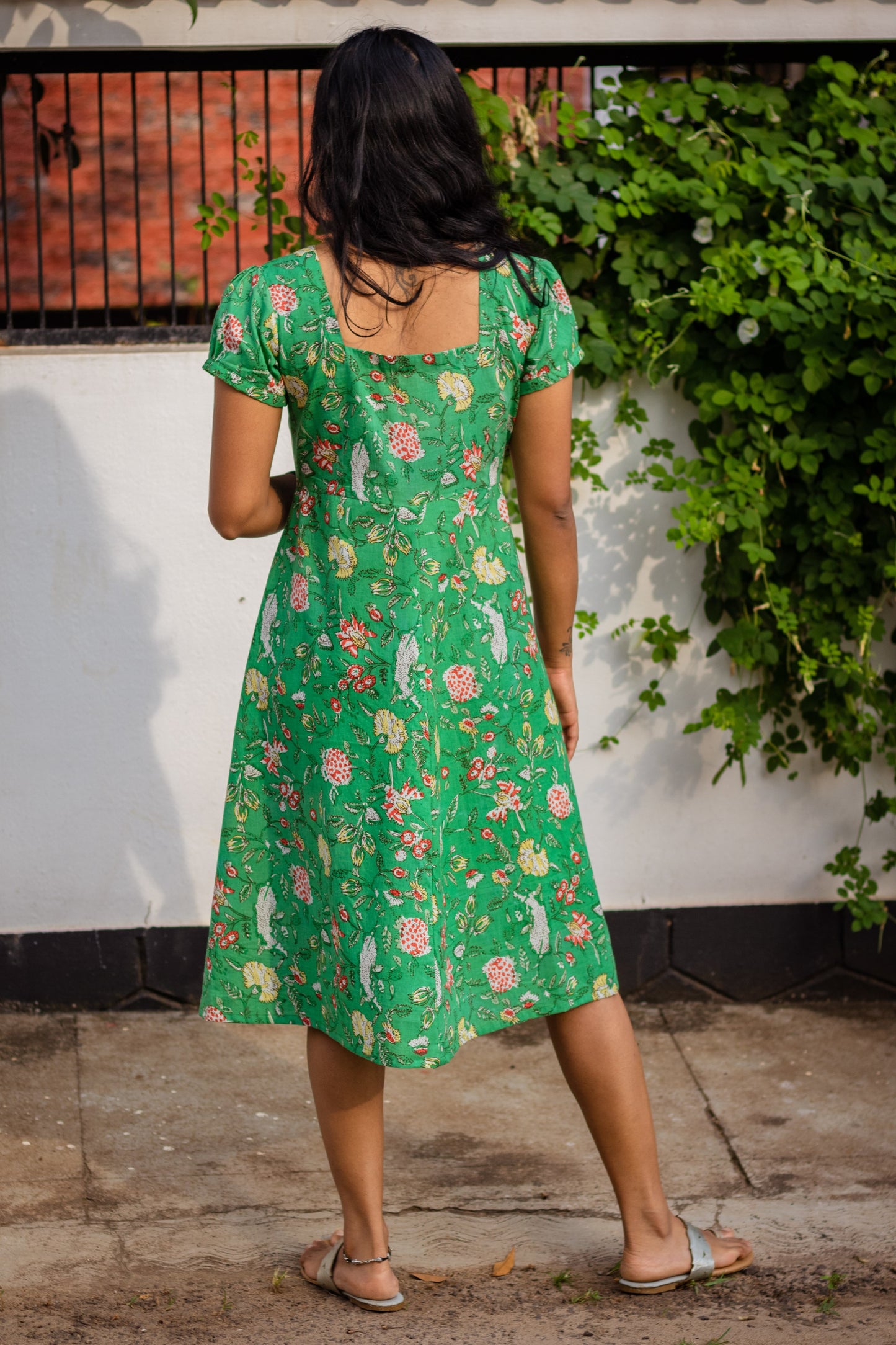 Green Block Printed Dress