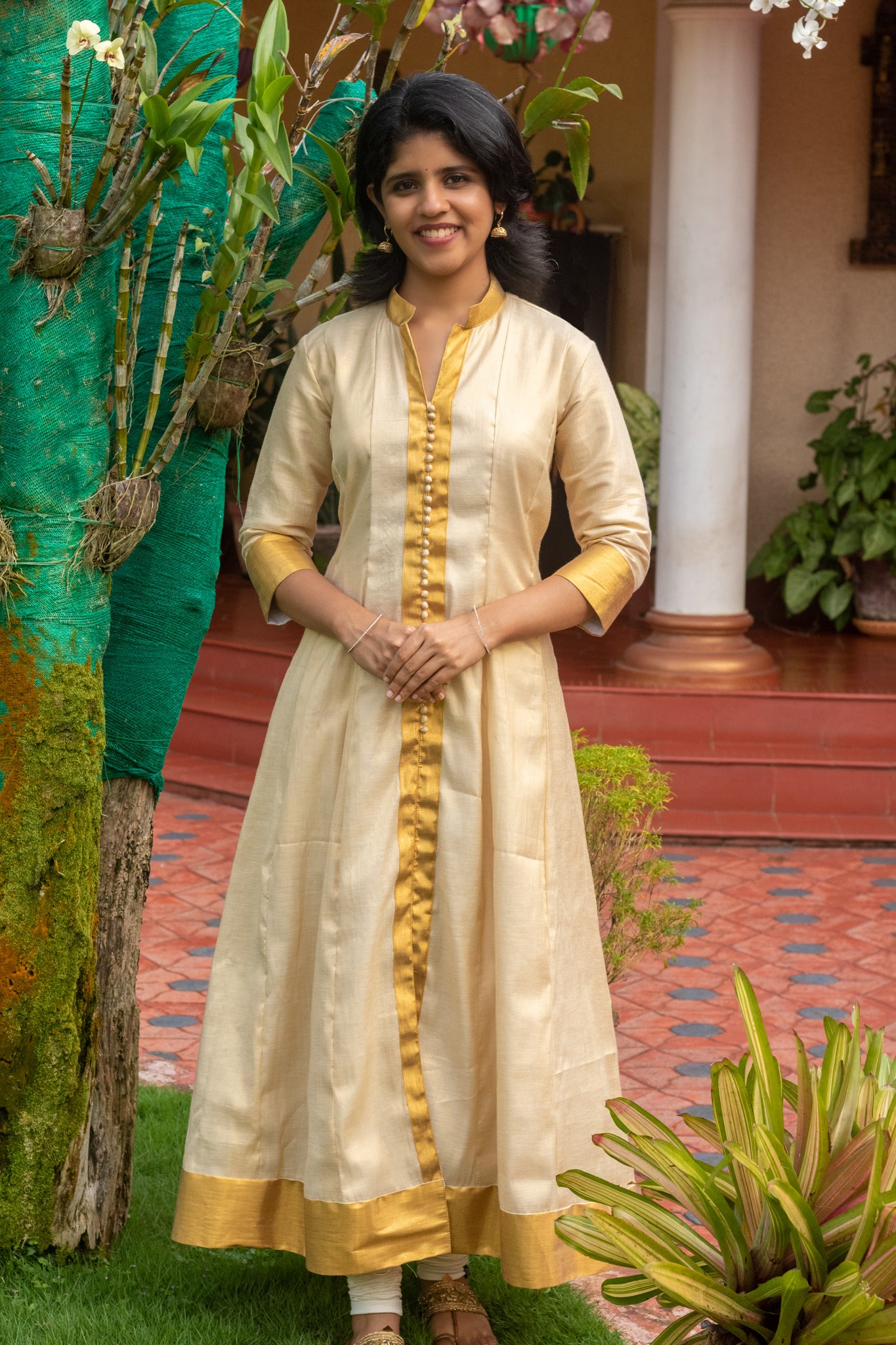 Golden Tissue Stitched Kurti Kerala Kasavu Hand Work Kurti Onam Wear  Christmas Wear Birthday Dress Wedding Ethnic Wear - Etsy Ireland