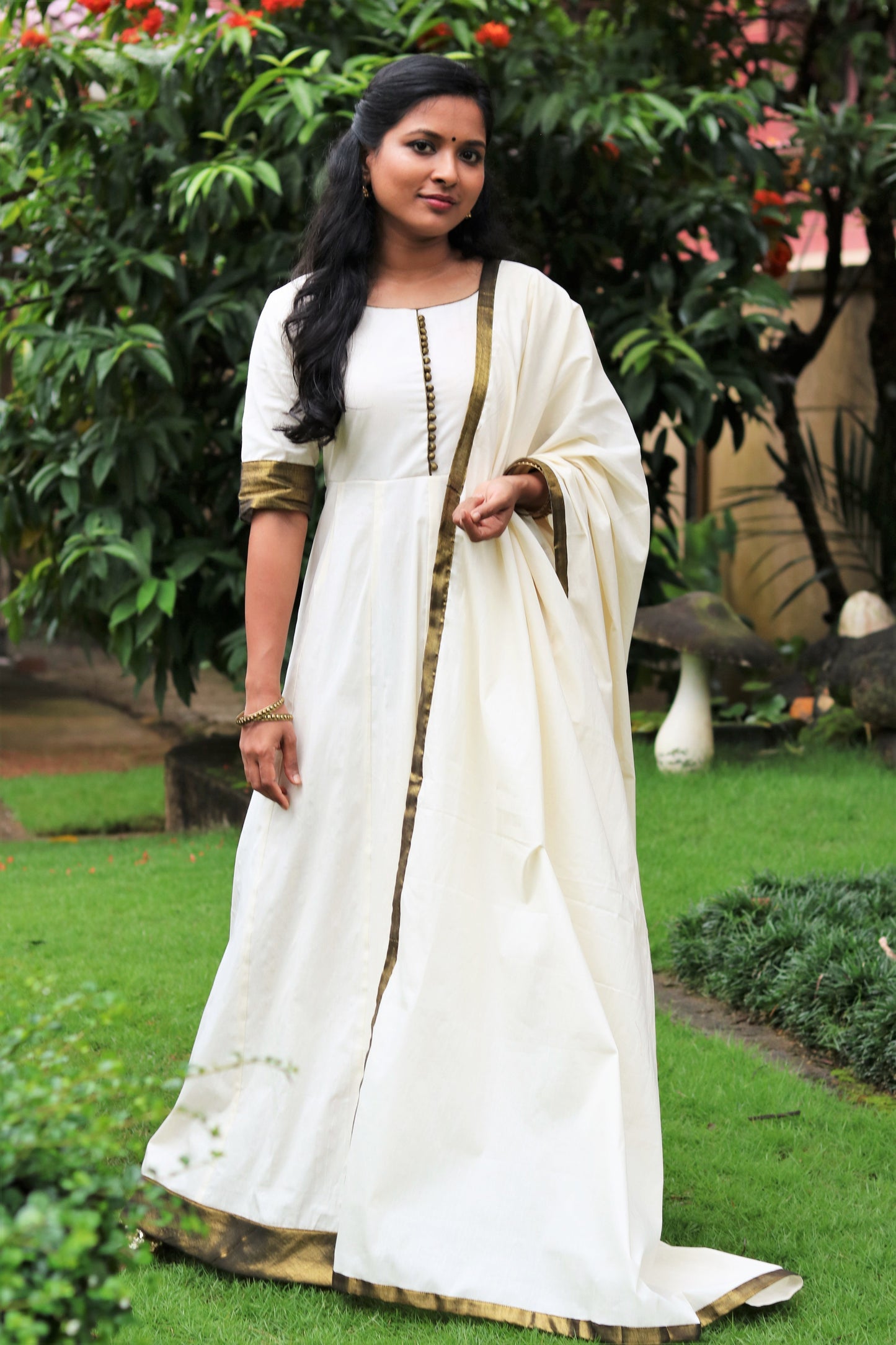 Kasavu Anarkali With Dupatta