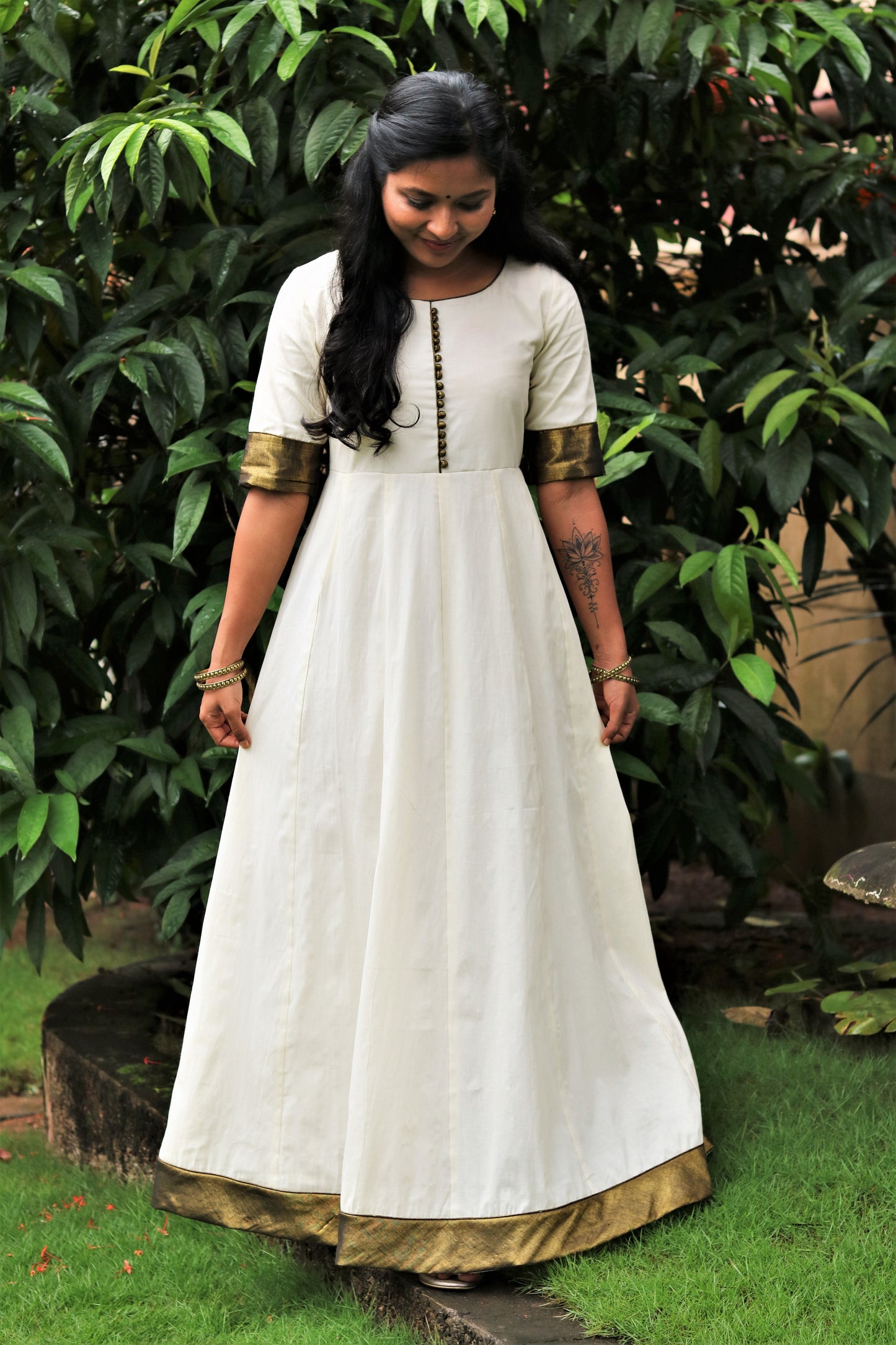 Kasavu Anarkali With Dupatta