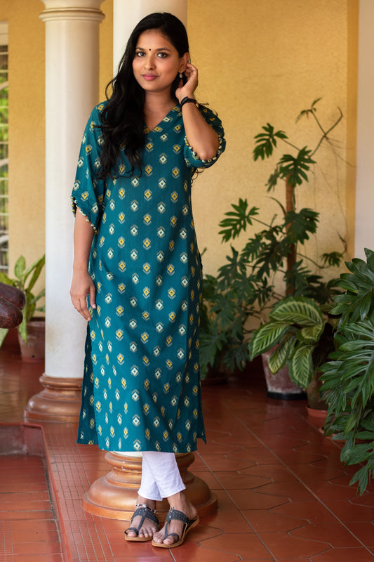 Teal Straight Cut Kurta