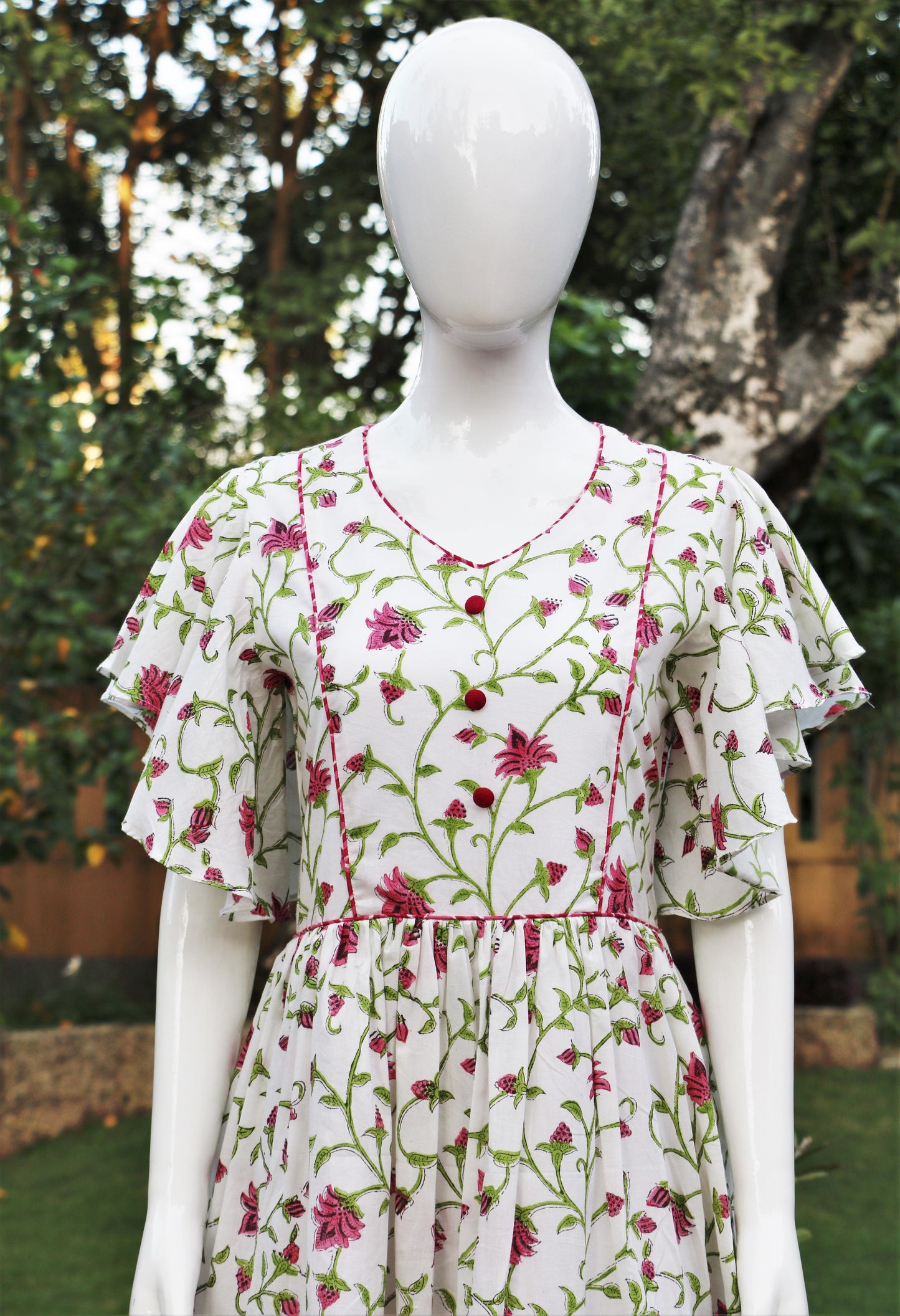 Floral White Ruffled Tier Dress