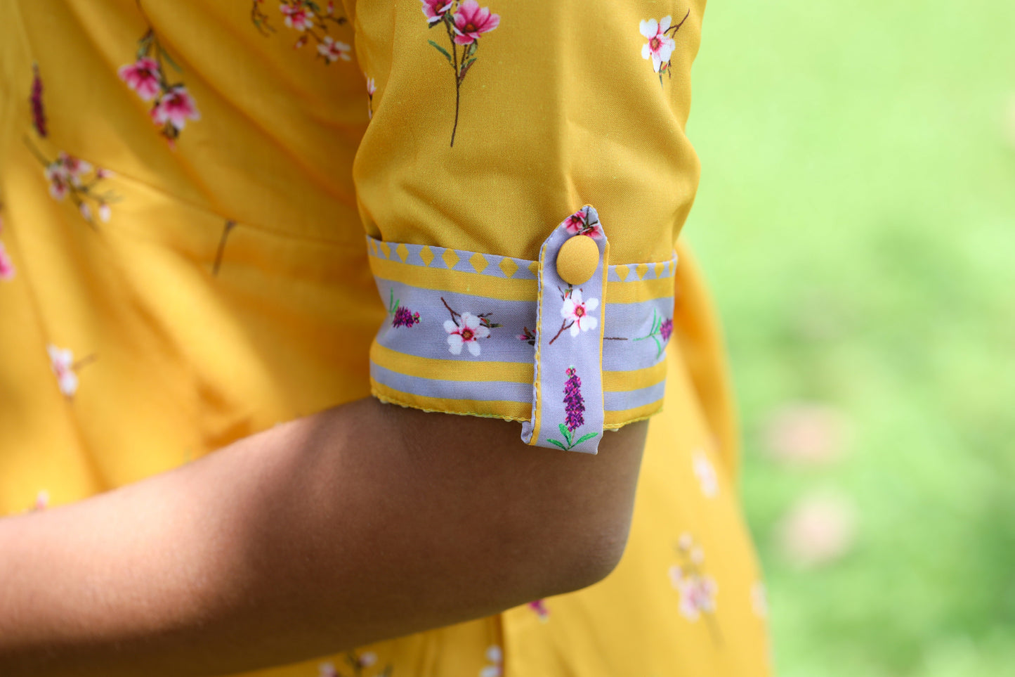 Yellow & Grey Floral Muslin Kurta & Palazzo Set