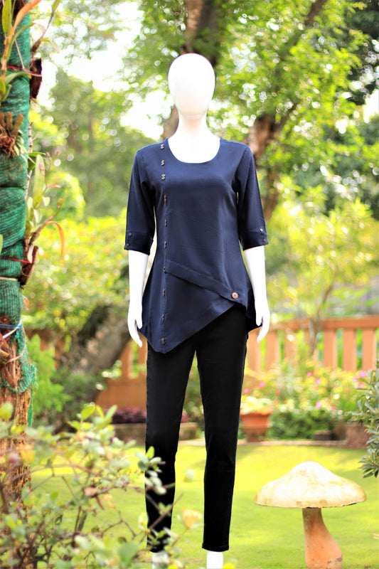 Navy Blue High Low Tunic