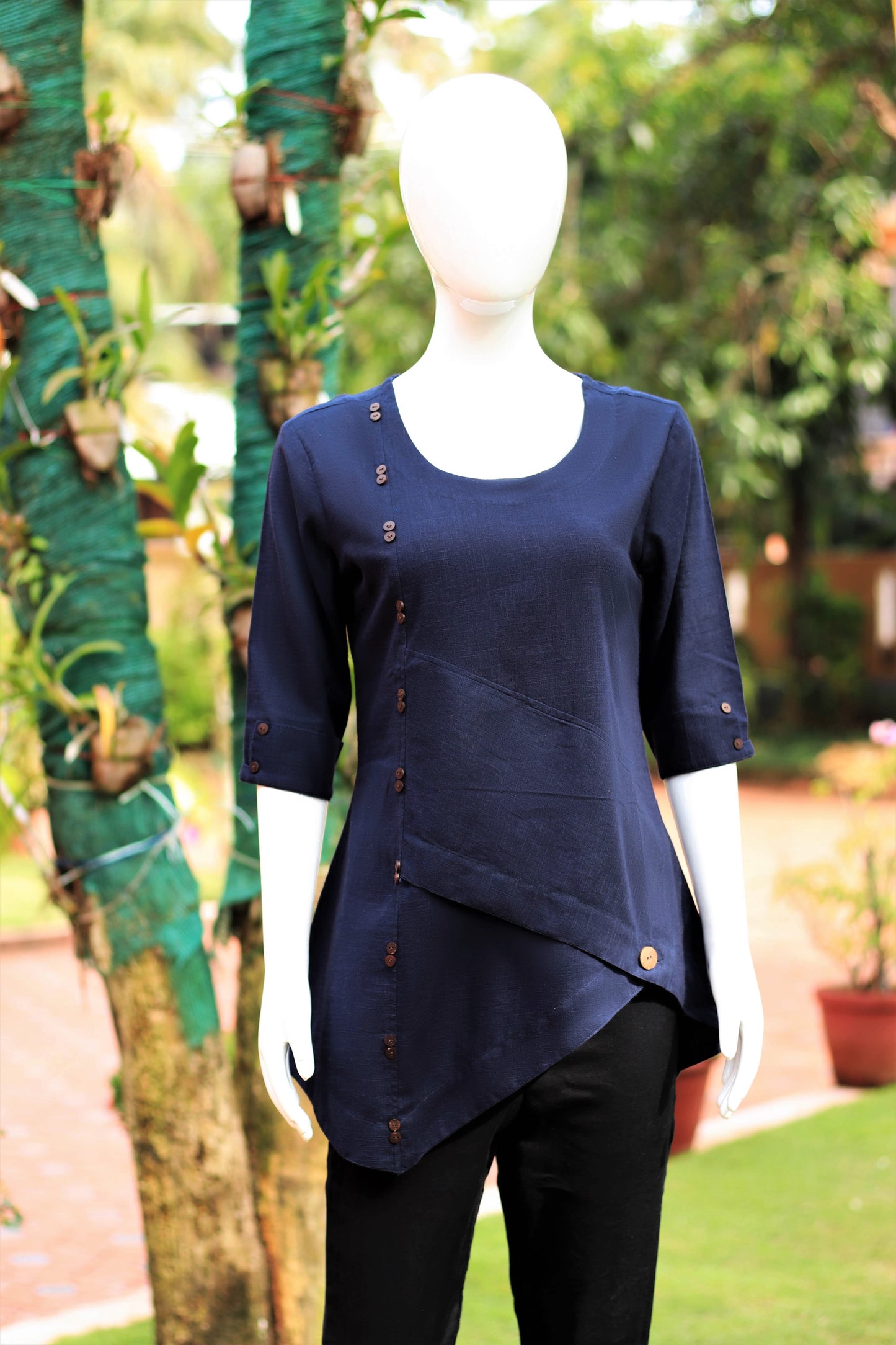 Navy Blue High Low Tunic