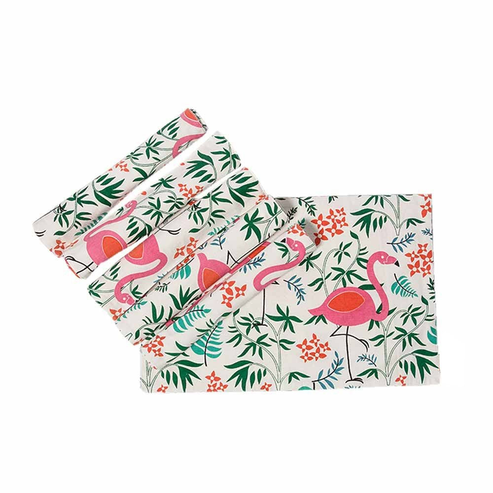 The Flamingo Garden - Table Runner with Set of 6 Table Mats